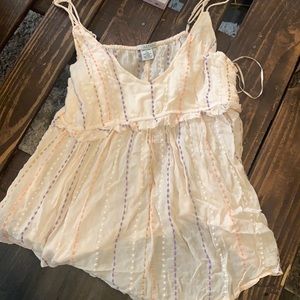 Light pink with textured embroidery tank top